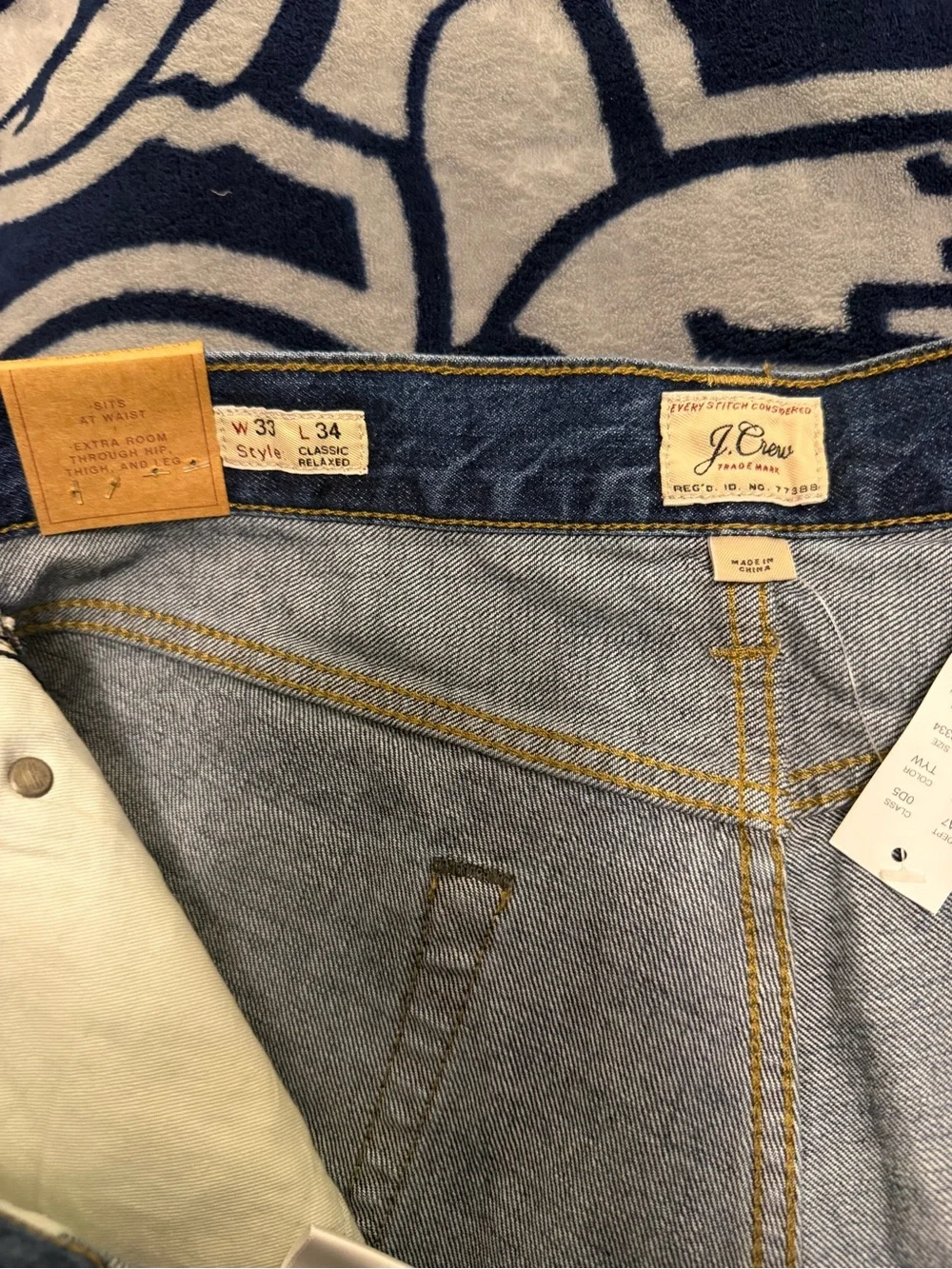 J. Crew Classic Relaxed Fit Jeans Two-Year Wash 100% Cotton 33x34 NWT